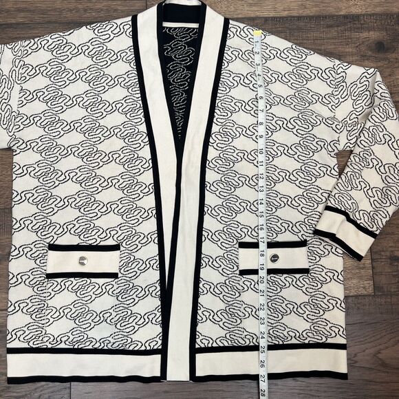 Sandro Sandro Enea Oversized Jacquard Knit Reversible Cardigan Sweater Black - Picture 16 of 16